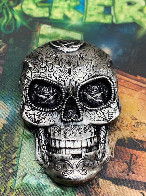 Silver Sugar Skull Hand poured silver