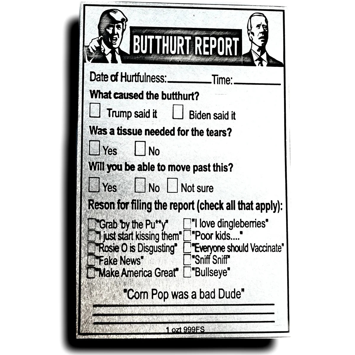 Butthurt Paper The Butthurt Report Card V1 – The Locker Mint
