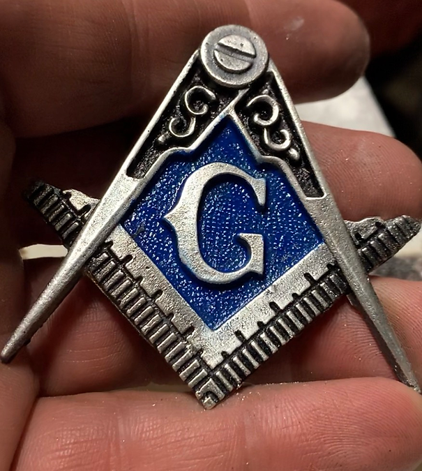 Masonic square & compass Hand poured silver