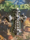Skull Cross Hand poured silver
