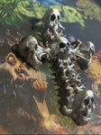 Skull Cross Hand poured silver
